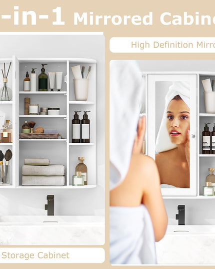 Giantex Medicine Cabinet, Bathroom Wall Cabinet with Mirror