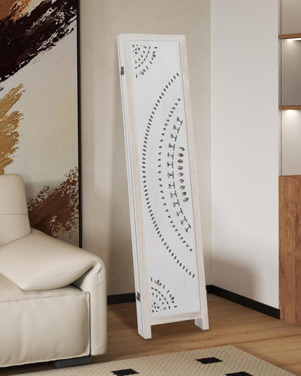 Giantex Room Divider 4 Panels - 66'' Boho Room Dividers with Carved Pattern & Solid Wood Frame