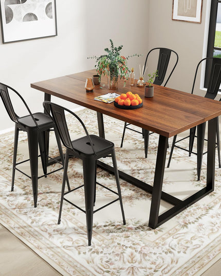 Giantex Metal Bar Stools Set of 4, 30" High Back Bar Height Chairs w/Footrest & Removable Backrest