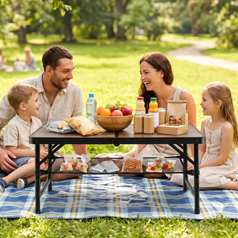 Giantex 3 FT Folding Portable Aluminum Picnic Table with Adjustable Heights