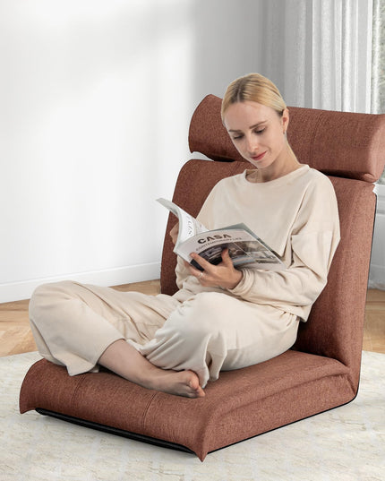 Giantex Floor Chair, Floor Gaming Chair with Back Support, 14-Poistion Adjustable Backrest, 5-Position Adjustable Headrest