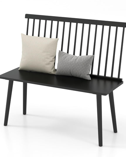 Giantex Entryway Bench for 2, Windsor Bench with Spindle Back & Anti-Slip Foot Pads