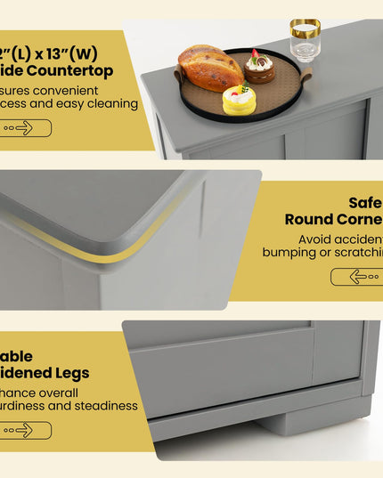 Giantex Buffet Cabinet with Storage, Coffee Bar Wine Cabinet, Farmhouse Sideboard w/Sliding Door