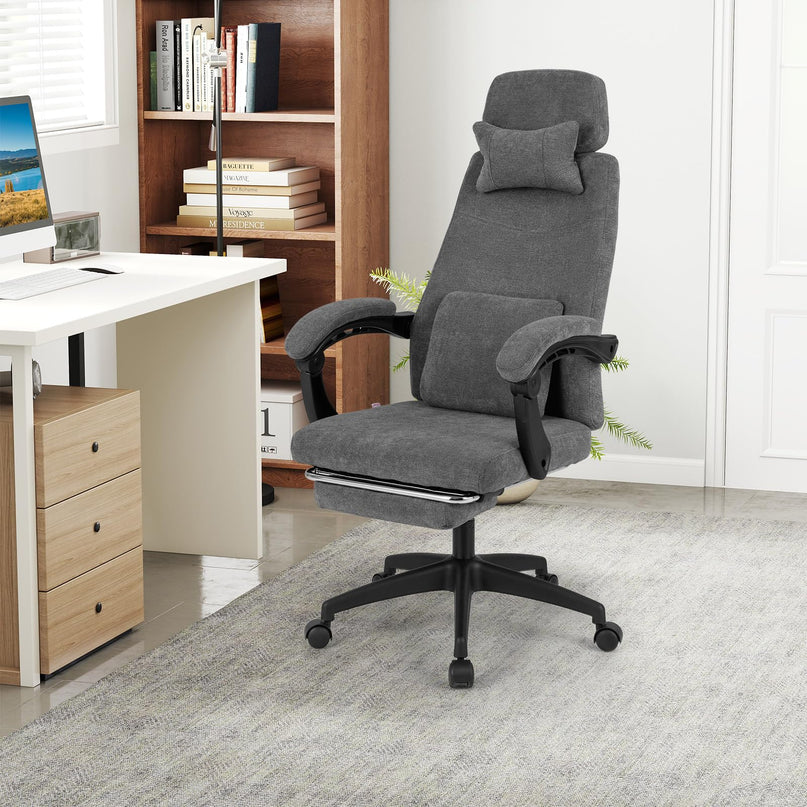 Giantex Reclining Office Chair with Padded Linkage Armrests