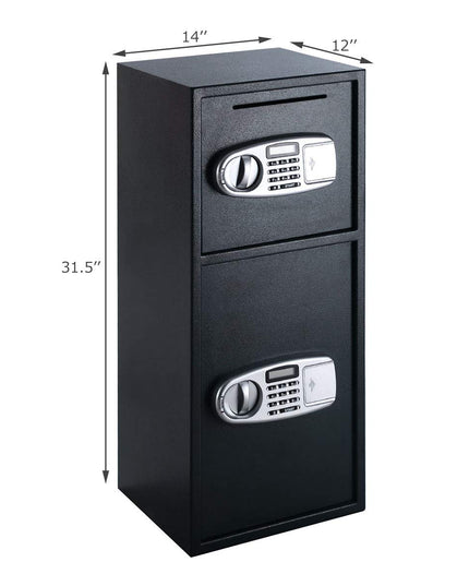 Safe Box Security Lock Box with Double Door and Keys, Gun Cash Valuable Storage