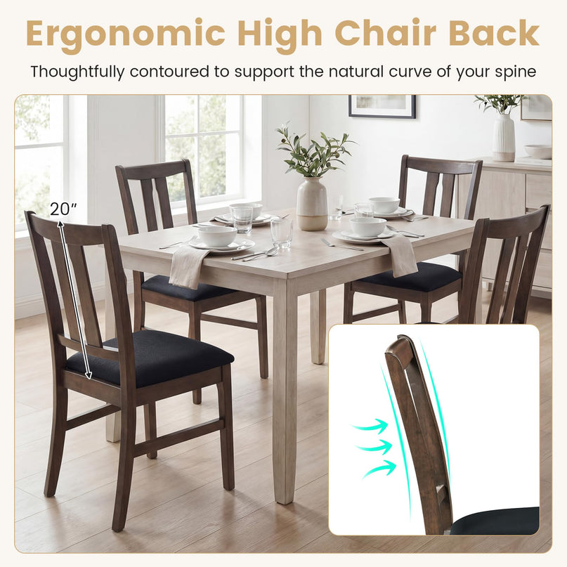 Giantex Fabric Upholstered Kitchen Chair w/Padded Seat for Home Restaurant