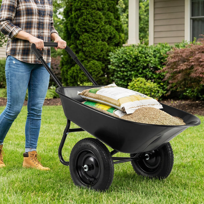 Giantex Dual-Wheel Garden Cart  330LBS Heavy Duty Wheelbarrow