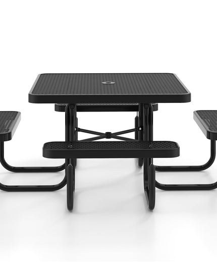 Giantex Picnic Table Set for 8 Persons, Heavy Duty Outdoor Table and Bench Set w/Umbrella Hole