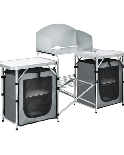Giantex Folding Camping Kitchen Table w/ 2 Storage Organizer