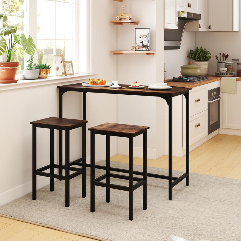 Giantex Dining Table Set 47.5" Rectangular Pub Table with 2 Stools