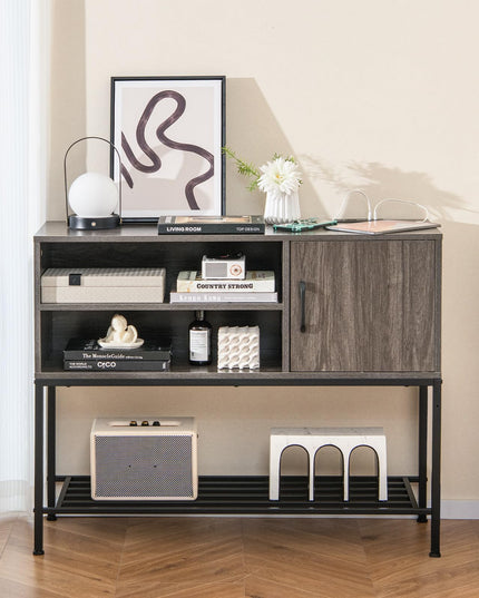 Giantex Buffet Cabinet with Power Outlets & USB Ports, Wood Coffee Bar Cabinet