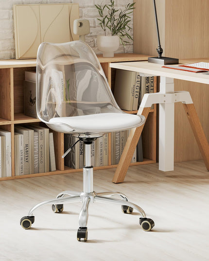 Giantex Acrylic Clear Desk Chair with PU Leather Cushion