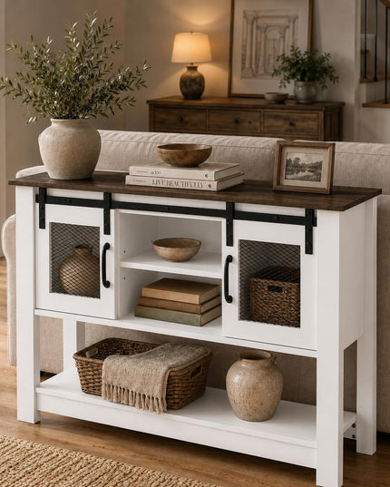 GIANTEX 40" Farmhouse Sideboard Buffet w/Sliding Barn Doors
