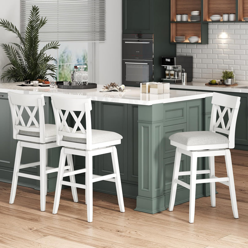 Giantex 31" Bar Stool Swivel Bar Height Bar Chair with Contoured Backrest