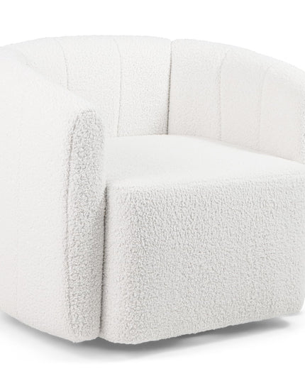Giantex 360° Swivel Accent Chair - Sherpa Upholstered Boucle Barrel Club Chair with Padded Armrests