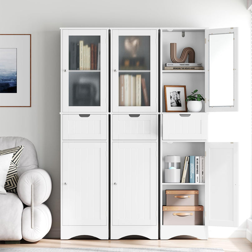 Giantex Freestanding Bathroom Storage Cabinet - 67” Tall Slim Pantry Cabinet