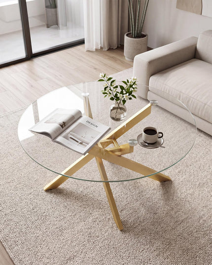 Giantex Round Glass Coffee Table 31.5" Modern Center Table