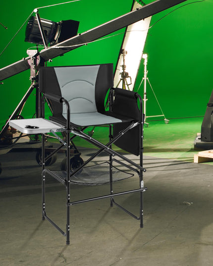 Chaise de réalisateur Giantex de 46 pouces de haut, chaise de camping pliante avec hauteur d'assise de 31 pouces, table latérale, porte-gobelet