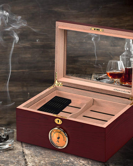 Giantex Desktop Cigar Humidor Tempered Glasstop Lockable