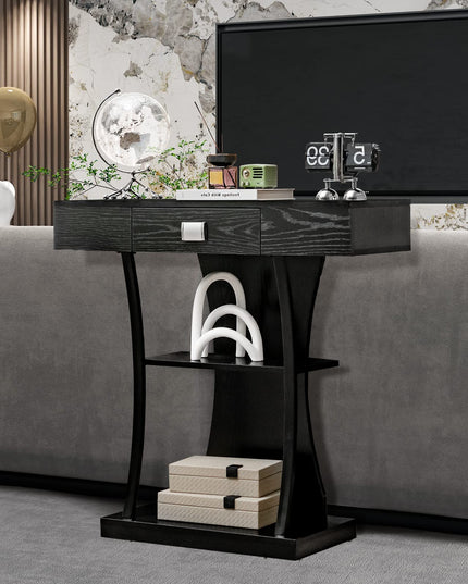 Narrow Console Table T-Shaped - Behind Couch Table - Giantex