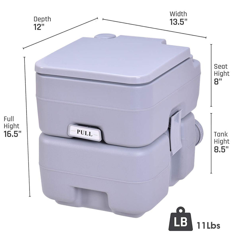 Portable Toilet 5.3 Gallon with T-Shaped Flush System