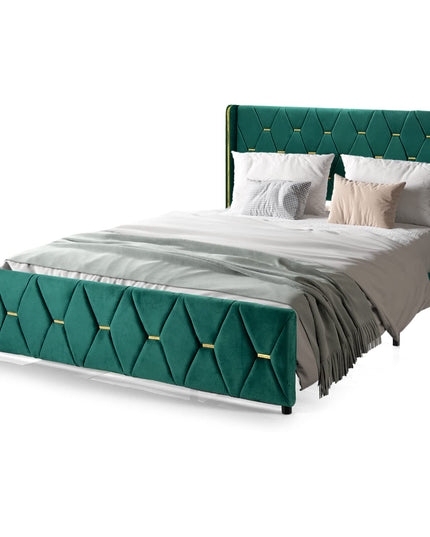 Giantex Upholstered Platform Bed Frame, Full Size Bed with Adjustable Headboard & Wooden Slat Support