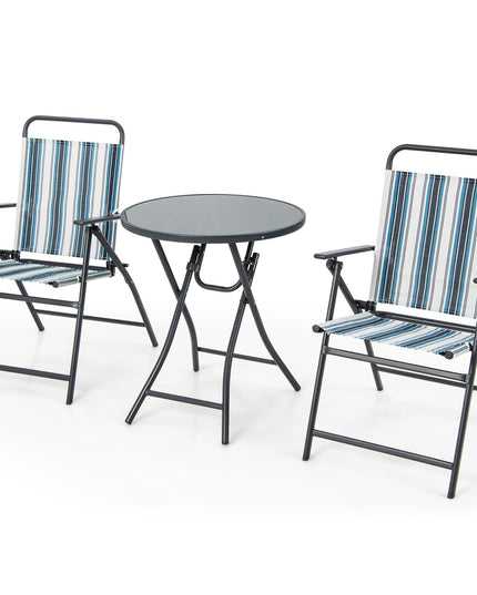 Giantex 3 Pcs Patio Bistro Set, Folding Table and Chairs Set