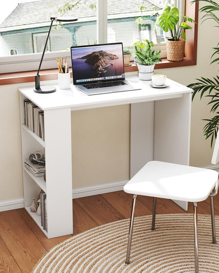 Giantex 35.5 Inch Compact Home Office Desk with Storage Bookshelf