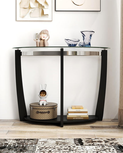 Giantex 2 Tier Glass Console Table for Living Room