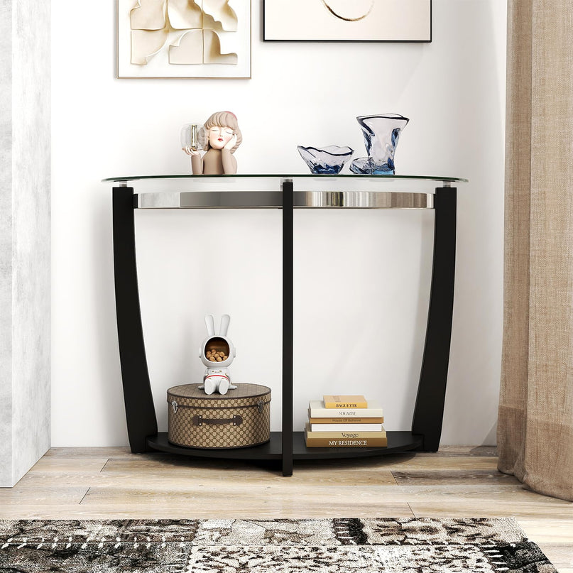 Giantex 2 Tier Glass Console Table for Living Room