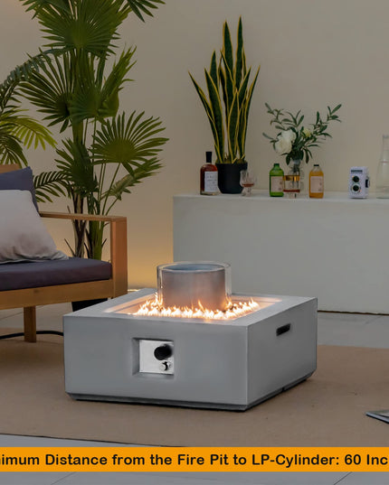Giantex Fountain Fire Pit Table - 50,000 BTU Square Fire Table w/ Middle Fountain