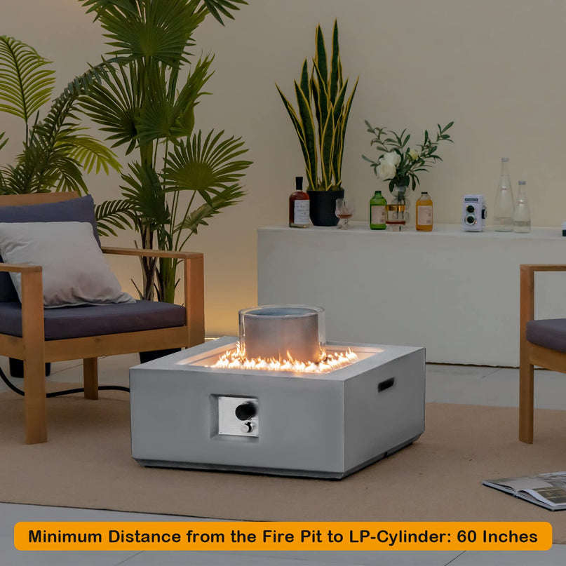 Giantex Fountain Fire Pit Table - 50,000 BTU Square Fire Table w/ Middle Fountain