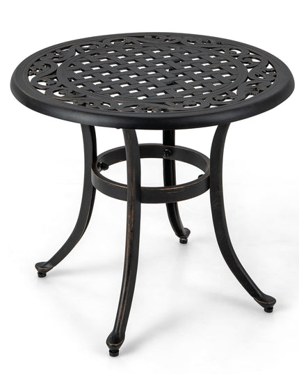 Giantex Patio Bistro Table, 24” Cast Aluminum Round Side Table, Outdoor Coffee Table for Porch, Pool, Backyard, Garden, Balcony