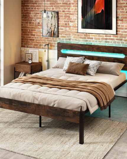 Giantex Full Size LED Bed Frame with Charging Station