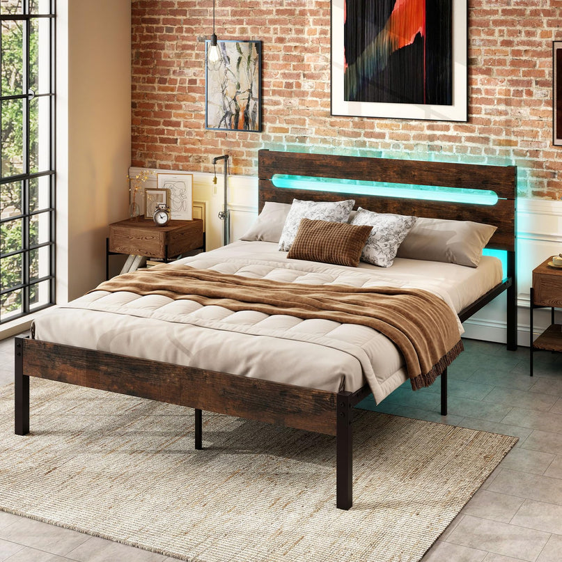 Giantex Full Size LED Bed Frame with Charging Station