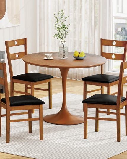 Lot de chaises de salle à manger Giantex en bois avec dossier ajouré, cadre en bois d'hévéa et assise rembourrée