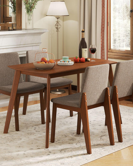 Giantex Dining Table Set for 4 | Rectangular Kitchen Table and Chairs Set w/Rubber Wood Frame