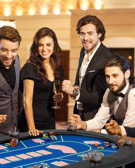 Giantex 72" Poker Table Foldable, 8 Player Folding Card Board Game Table w/ 8 Cup Holders