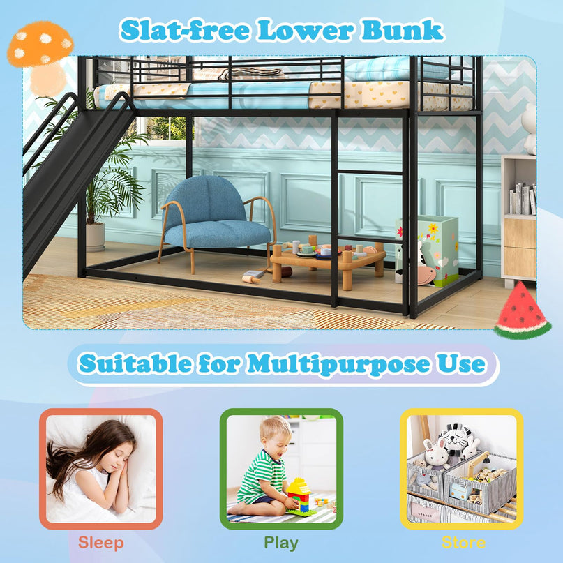 Giantex Twin Over Twin Bunk Bed with Slide & Ladder