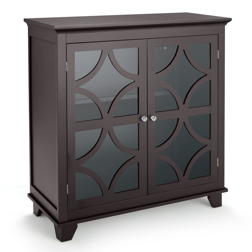 Giantex Buffet Sideboard, Freestanding Kitchen Cupboard w/Adjustable Shelf, 2 Decorative Glass Doors