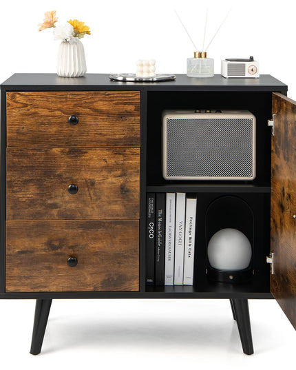 Giantex Storage Cabinet with 3 Drawers - Wood Buffet Sideboard W/Adjustable Shelf