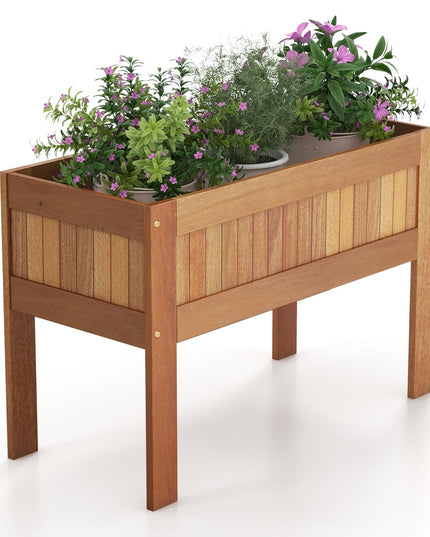 Giantex Wooden Raised Garden Bed, Solid Wood Elevated Planter Box w/Legs, 35”Lx 16”Wx24”H