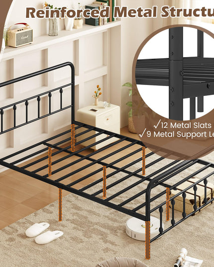 Giantex Metal Platform Bed Frame, Victorian Style Platform Bed with Headboard & Footboard