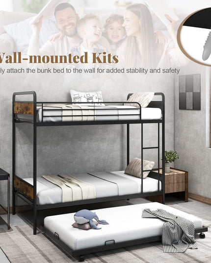Giantex Metal Twin Over Twin Bunk Bed with Trundle