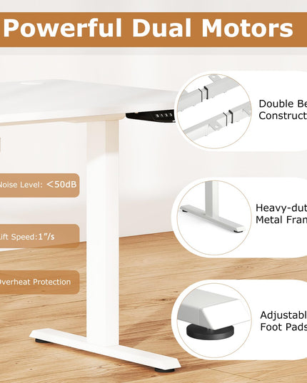 Bureau debout électrique Giantex 48" x 30" à double moteur et hauteur réglable pour le bureau à domicile