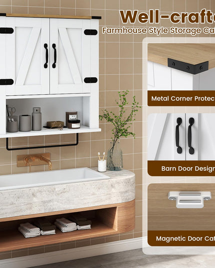 Giantex Bathroom Wall Cabinet with Towel Bar Above Toilet