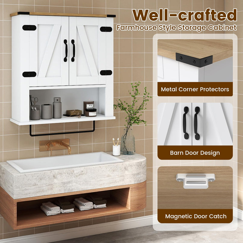 Giantex Bathroom Wall Cabinet with Towel Bar Above Toilet