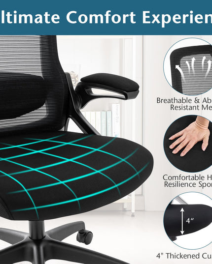 Giantex Ergonomic Mesh Office Chair, High Back Desk Chair with Adjustable Headrest, Lumbar Support