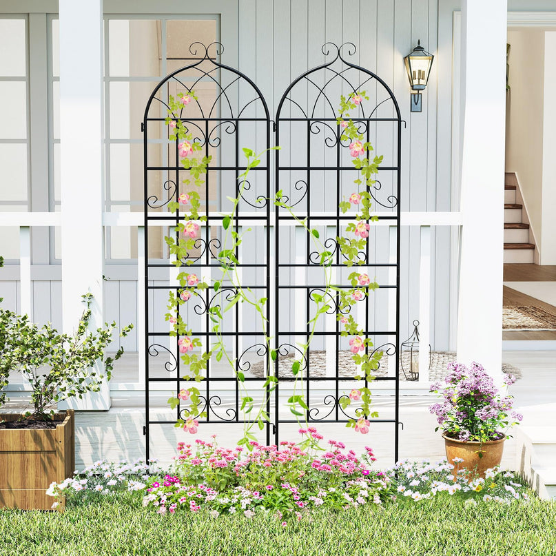 Giantex Treillis de jardin métallique de 180 cm x 50 cm pour plantes grimpantes d'extérieur (lot de 2/4)