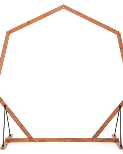 Giantex 7 FT Heptagon Solid Wood Arbor for Wedding Backdrop Stand